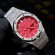 《改裝訂製》G-SHOCK特別限量版 男裝女裝手錶鋼錶電子錶 防水潛水錶 農家橡樹 Casioak Casio G Shock Special Limted Edition GA2100 Luxury Men Ladies Watch 磨砂 紅色 銀色