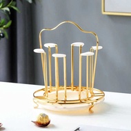 Round Mug Rack Household Drain Mug Rack Portable Golden Mug Rack Living Room Kitchen Organizer