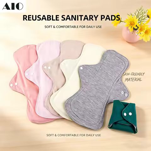AIO Solid Color Reusable Incontinence Pads Women's Period Pads, Washable Leak-Proof Underwear Pads 3