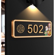 Decoration unit number signal at the entrance of the house, magnetic light emitting sign, house unit