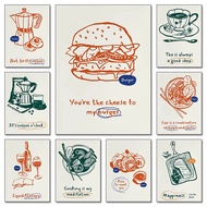 Rice Burger Coffee Wine Tacos Food Fun Quotes Abstract Poster Print Canvas Painting Wall Art Picture