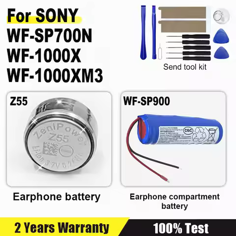 Z55 For ZeniPower Battery For Sony WF-SP900 WF-SP700N WF-1000X WF-1000XM3 TWS Earbuds Earphone CP125