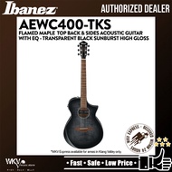 Ibanez AEWC400 Flamed Maple Top Back Side Acoustic Guitar with EQ - Transparent Black Sunburst High 