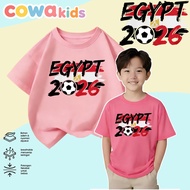[100% Cotton KIDS T-shirt】COD Baju Kanak-kanak FIFA Egypt 2026 Soccer Flag Design Comfortable Breath