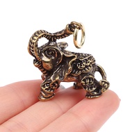 WSG 1Pc Solid Brass Lucky Elephant Office Desktop Decorations Chinese Wealth Texts Vintage Copper Animal Figurines Ornaments