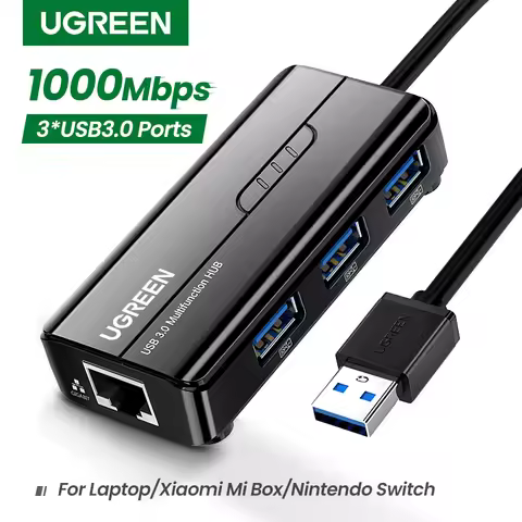 UGREEN USB3.0 Ethernet Adapter 1000Mbps USB RJ45 USB HUB For Laptop Xiaomi Mi Box S/3 Windows Ethern