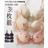 [Direct Form Japan] Nissen_  Flower Lace Bra 3-Piece Set (Triumph)