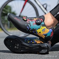 2024 Ready Stock Road Lock Shoes Bicycle Dedicated Cycling Shoes Locked Triathlon Shoes Rotating Buckle Sports Shoes Men Women Bicycle Shoes Bicycle Shoes Lockless Cycling Shoes La