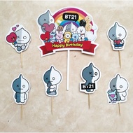 Topper toper decoration skewer cake rice cake tumpeng pudding birthday happy birthday character bt21