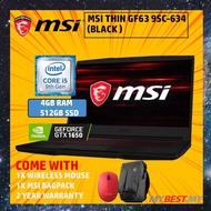 MSI THIN GF63 9SC-634 15.6" FHD IPS Gaming Laptop Black ( I5-9300H, 4GB, 512GB SSD, GTX 1650 4GB, W1
