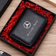 สำหรับ Mercedes-Benz กระเป๋าใส่เงินหนังแท้ใบขับขี่กระเป๋าสตางค์ใส่บัตรธุรกิจ