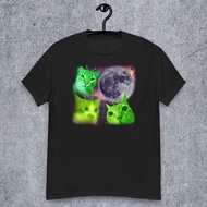[Cod] Funny Three Alien Cats Brainrot Dank Memes Tee Shirt Gift For Woman And Man Silly Cat T-Shirt 