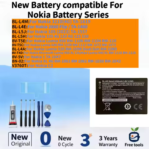 New Battery compatible For Nokia 3210/2660 Flip/105 (2023) TA-1557/105 4G/Lumia 950/Lumia 640/Lumia 