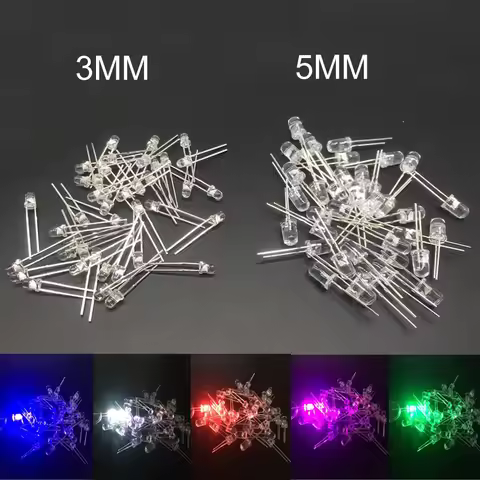 100-1000pcs 3/5MM Led white/blue/red/yellow/green/pink/purple light bulbs / 5MM White Colour LED emi