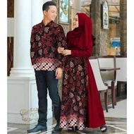 FS ALAZKA Couple batik muslim gamis suami istri baju lebaran kondangan nikahan resepsi katun kombi b