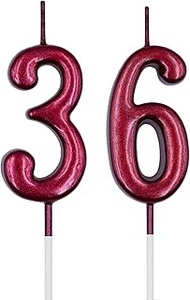 36th & 63rd Birthday Candles, Red Number 36 63 Candle for Cake, Happy Birthday Cake Topper Decoratio