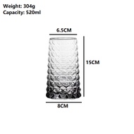 520ML Transparent Highball Sparkling Water Glass Diamond Leafy Glass [Juice/Tea/Cold Drinks/Milk]