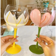 Red Wine Glass Light Luxury Goblet Household Glass Painted Crystal Colorful Suit Liquor Cup Wine Gla