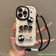 3D coffee-shaped sticker like a coal ball, anti-shake mobile phone case with soft silicone material.