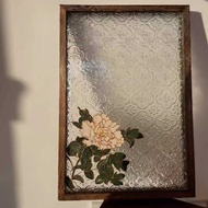 Filigree Enamel Tray Begonia Embossed Glass Rectangular Wooden Tea Tray Storage Ornaments Snack Tray