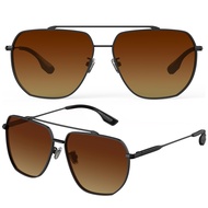 LUENX Rectangular Polarized Aviator Sunglasses for Men Retro Pilot Shades Driving UV400 Protection