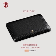 Qisheng Lightweight Cedar Wood Cigar Box Top Layer Cowhide Portable Crocodile pattern moisturizing l
