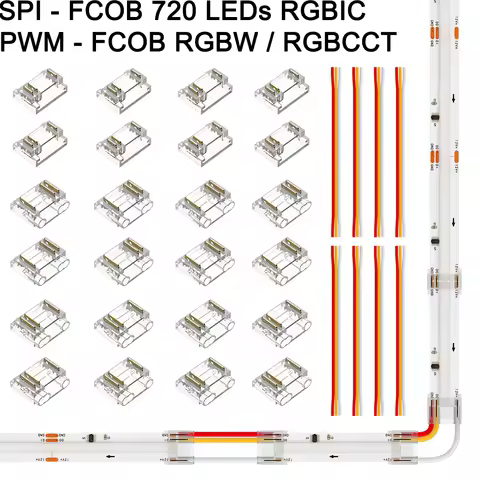 12-24 PCS FCOB Transparent Connectors Solderless Cover PWM 5pin RGBW 6pin RGBCCT SPI 3pin RGBIC 10mm