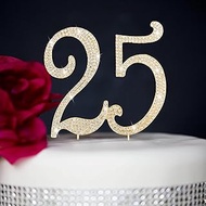 CIEHER 25th Birthday Cake Topper Metal Rhinestones Premium 25th Birthday Cake Toppers Cheers to Happ