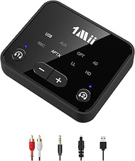 1Mii Bluetooth 5.3 Transmitter for TV to 2 Wireless Headphones, Long Range 100ft Bluetooth Adapter f
