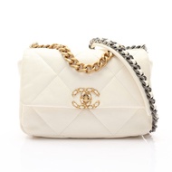白色 羊皮 CHANEL 19口蓋包 兩用包【CHANEL 香奈兒】 AS1160