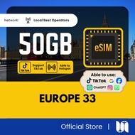 【Europe eSIM】【Europe 33 Countries】【50GB🔥】Europe eSIM for Europe 33 Countries UK France Italy eSIM Eu