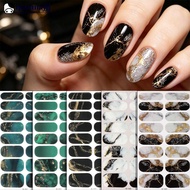 QUENNA 16PCS Marble Nail Polish Strips Gold Foil Marble Nail Wraps Self-Adhesive Nail Stickers Blush