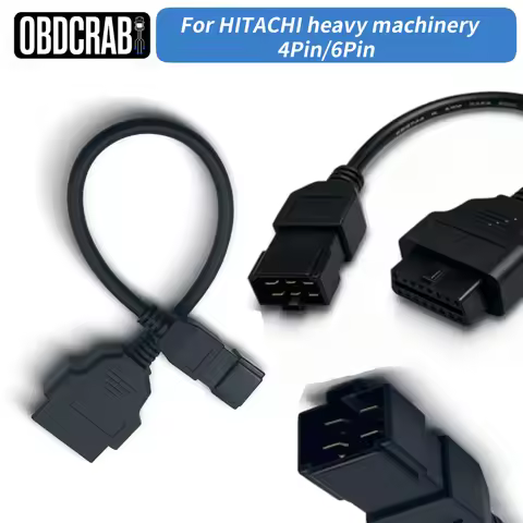 OBD2 Adapter Cable for Hitachi 4Pin/6Pin Heavy Machinery Excavator Diagnostic Cord for ZX/EX Series 