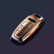 Car Remote Key Case Cover for Audi A3 A4 B9 A6 A7 4K A8 E-tron Q5 Q8 C8 D5 SQ8 Suede Car Key Fob She