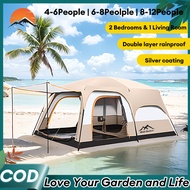 WTHB Khemah Unta Large Camping Tent Waterproof Family Tents Double Layers Big Tent 2 rooms 8-12 Pers