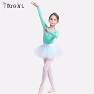 Bộ đồ múa ballet 1 mảnh cổ chữ V sâu tay dài bằng lưới đan chéo cho bé gái