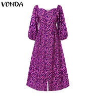 Vestidos Đầm maxi hở vai phong cách retro ống tay phồng Bohemian in Chiều dài sàn