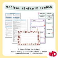 Medical Template Bundle - 5 pads (MOINA, Disease Summary, Pharmacology, Px Hx, ROS)