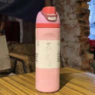 Owala คัพ FreeSip Owala เค้กนางฟ้าสีชมพูสแตนเลสสตีลเก็บความเย็นขวดพร้อมหลอดน้ำสำหรับกีฬาการเดินทาง B