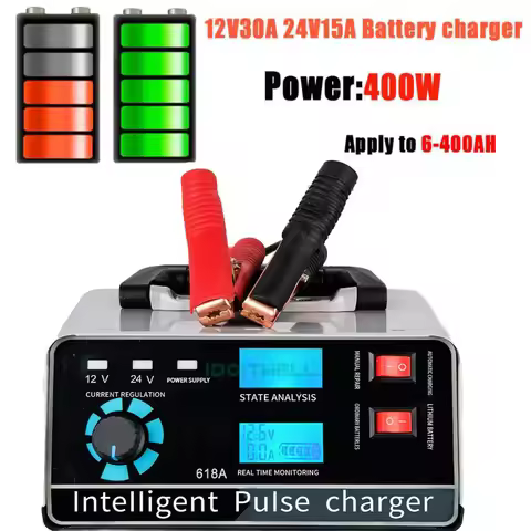 Smart Desulfator Maintainer battery charger 12V 30A 24V 15A adjustable Pulse Repair lead acid batter