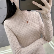 3323 Turtle Neck Top For Women Long Sleeve Argyle Knitted Sweater Korean Fashion Thick