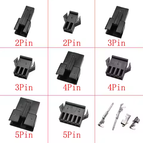 Black JST SM 2.54mm Pitch 2/3/4/5 Pin Male Plug Female Socket Housing Wire Connectors Plastic Shell