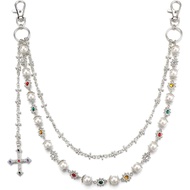 Rantai Dompet Seluar Berlapis untuk Lelaki, Rantai Poket Jeans Fesyen, Hiasan Beg Berlian Imitasi Bu