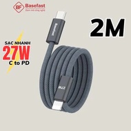 Dây sạc nhanh 20W Basefast cáp PD27W dài 1m 2m bọc dù siêu bền cho Phone xs 12 11 13 14 pro max