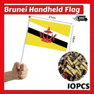 【10pcs/pack】Brunei Handheld Flag 14x21cm Brunei Hand Flag National Day Fast Delivery
