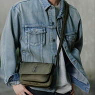 YSL Niki Messenger 可調節肩帶按扣開合 單肩斜挎包 小號 軍綠色