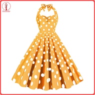 fulaide Classic 1950s Style Dress Vintage Backless Dress Women’s 50s Vintage Retro A-line Sleeveless