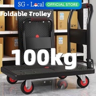 SG Local - Foldable Trolley 100kg/50kg Heavy Duty Trolley Cart Portable Trolley with Silent Wheels