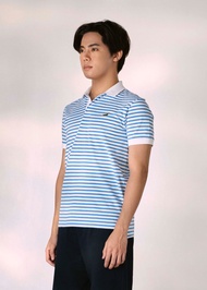 CROCODILE AZURE BLUE STRIPE SLIM FIT POLO SHIRT เสื้อโปโลสีฟ้าเอเซอร์ลายริ้วทรงสลิมฟิต