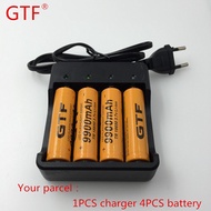 GTF 4PCS New battery 18650 3.7 V 9900 MAH Li ion rechargeable battery 18650 batery +18650 battery ch